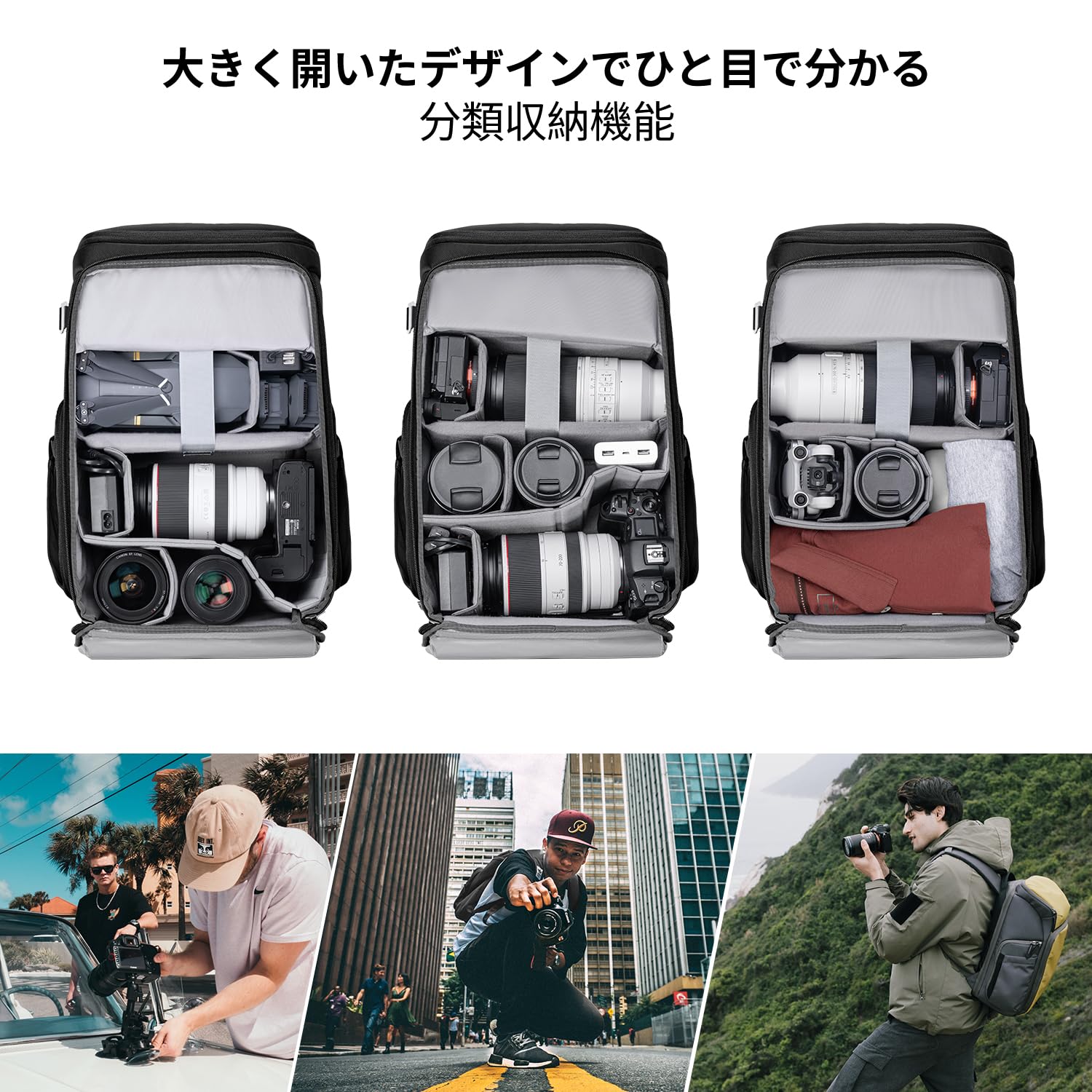 Amazon.co.jp: K&F Concept カメラバッグ カメラバックパック カメラ